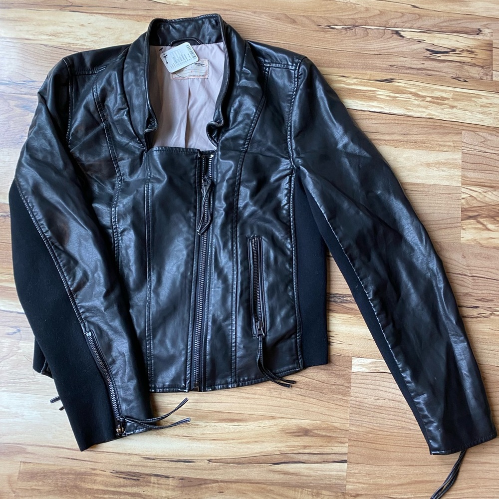 Free People black vegan leather jacket